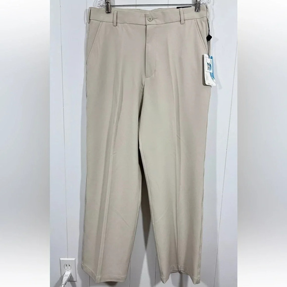 New Tommy Armour Dri-logic Tan Lightweight Flat Front Mens Pants Size 34 x 30 - Picture 1 of 13